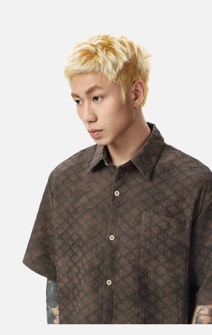 Oversized Geometric Button-Up Shirt