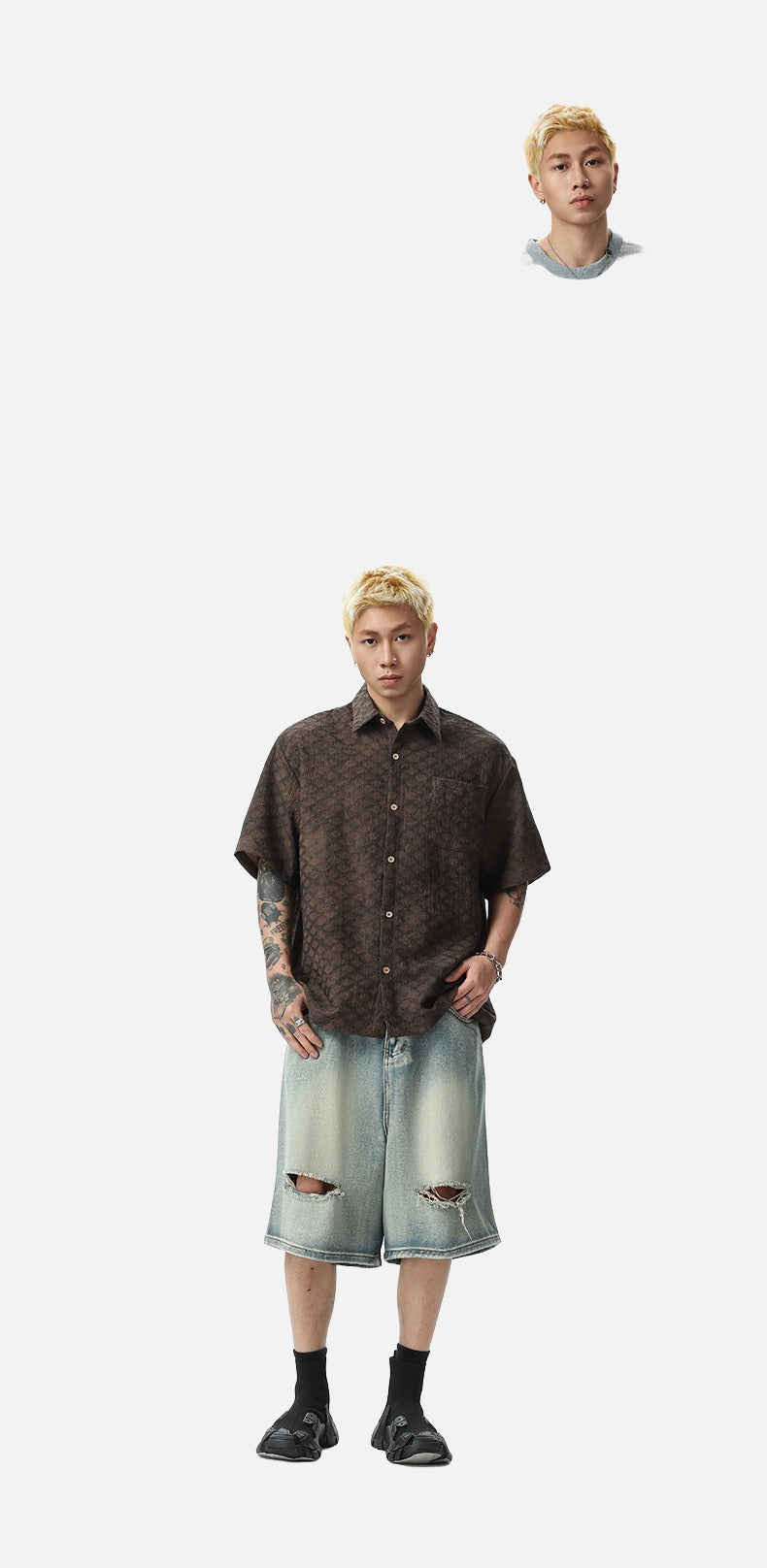 Oversized Geometric Button-Up Shirt