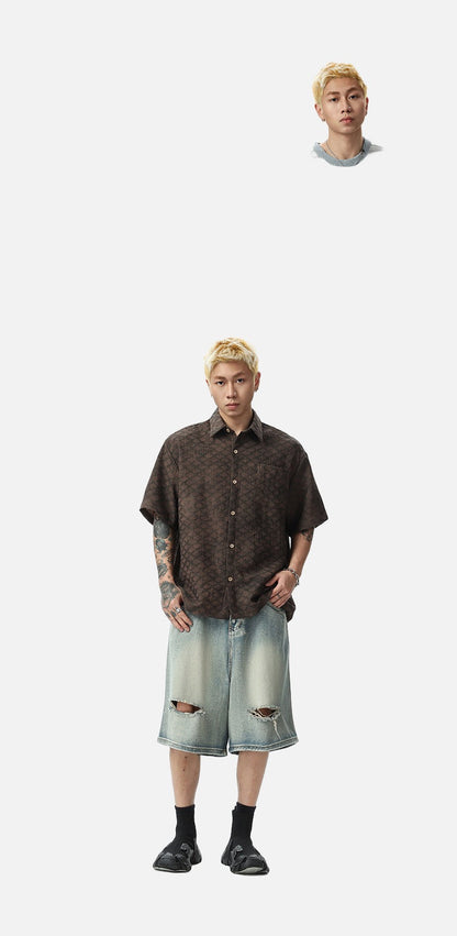 Oversized Geometric Button-Up Shirt