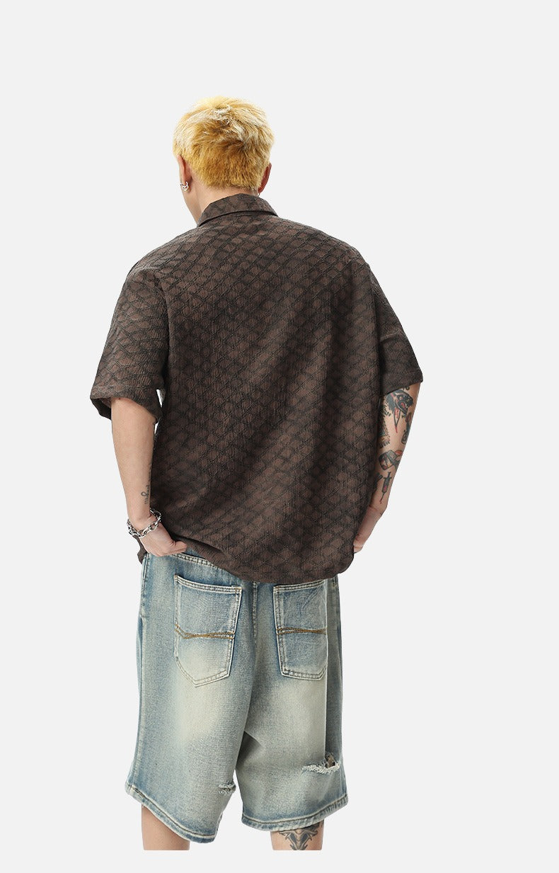 Oversized Geometric Button-Up Shirt
