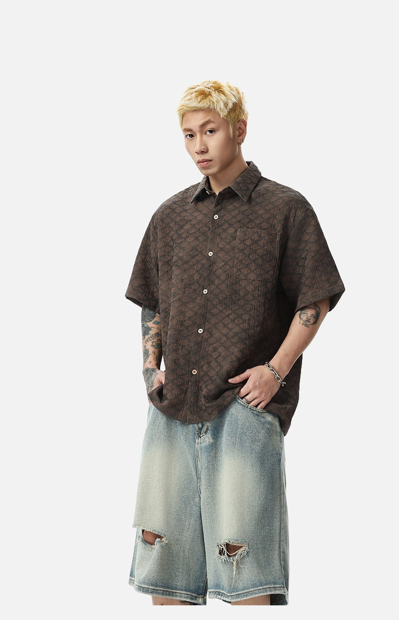 Oversized Geometric Button-Up Shirt