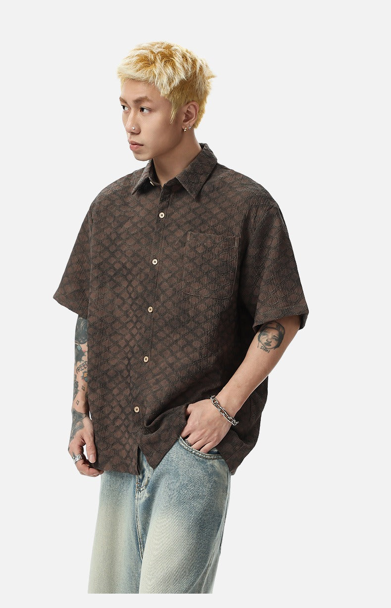 Oversized Geometric Button-Up Shirt