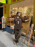DAXUEN Brown Number 7 Terrace Jersey Tee