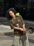 DAXUEN Brown Number 7 Terrace Jersey Tee