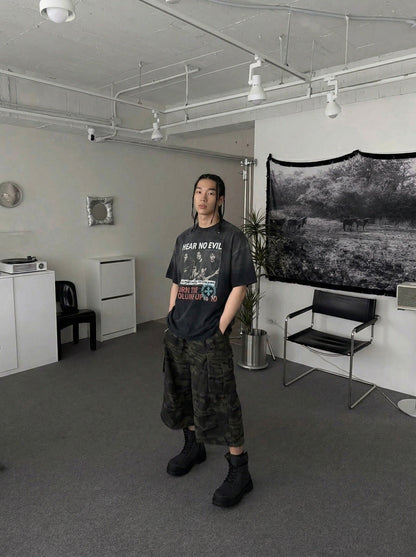 DAXUEN Oversized short-sleeve t-shirt with band graphic — model photo