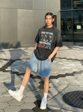 DAXUEN Oversized short-sleeve t-shirt with band graphic — model photo
