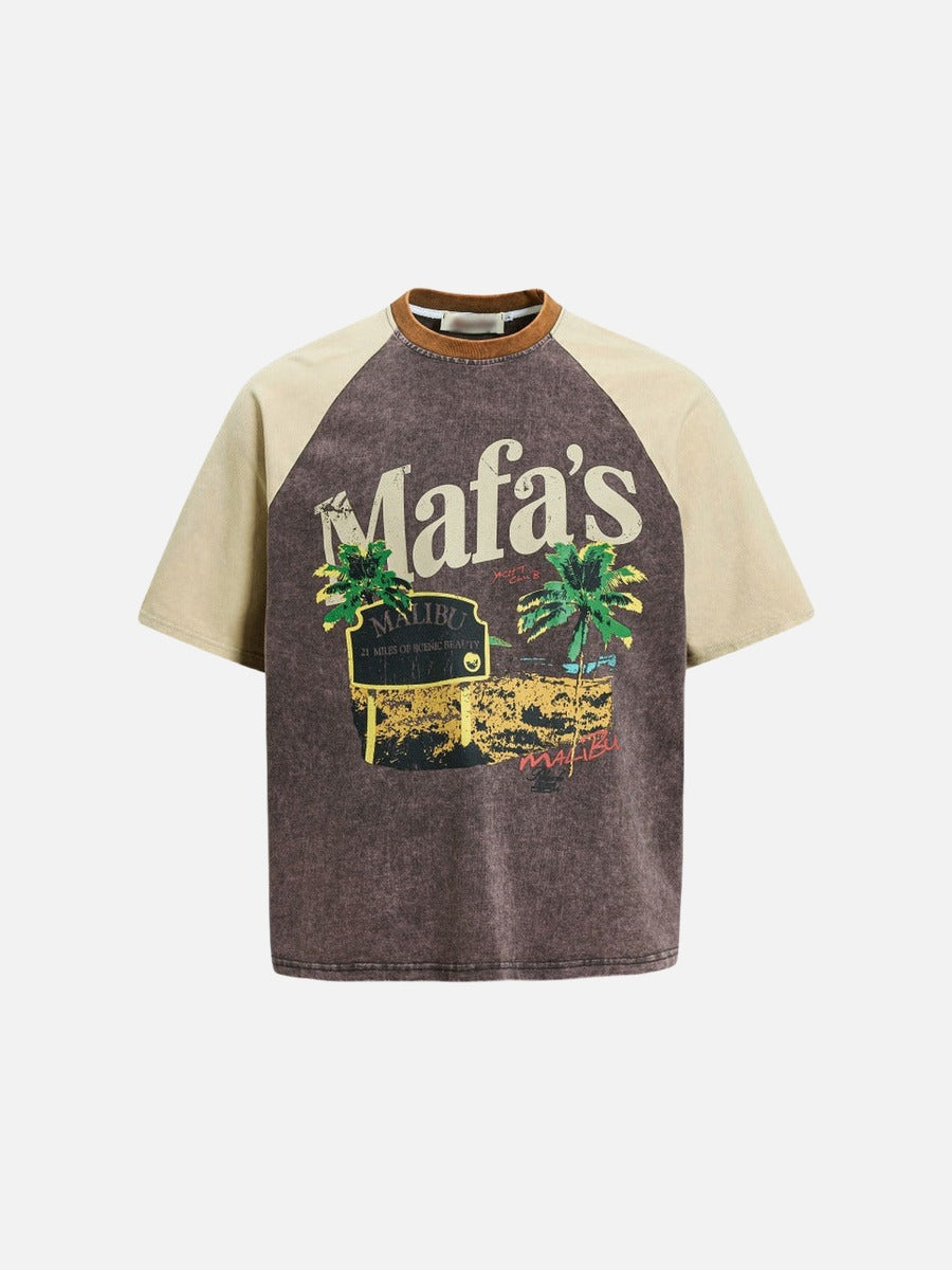 DAXUEN Vintage graphic t-shirt with beach scene print