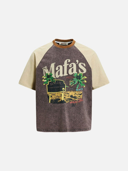 DAXUEN Vintage graphic t-shirt with beach scene print