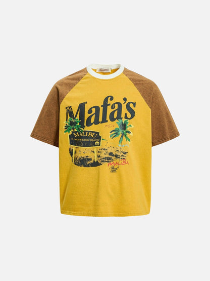 DAXUEN Vintage graphic t-shirt with beach scene print