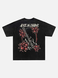 DAXUEN Vintage black short-sleeve graphic t-shirt