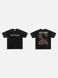 DAXUEN Vintage black short-sleeve graphic t-shirt