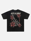 DAXUEN Vintage black short-sleeve graphic t-shirt