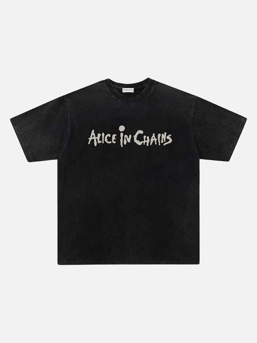 DAXUEN Vintage black short-sleeve graphic t-shirt