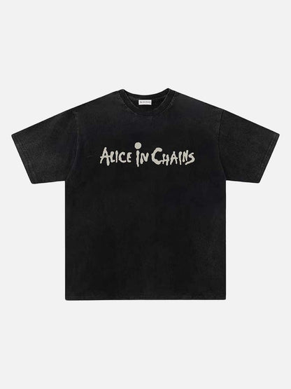 DAXUEN Vintage black short-sleeve graphic t-shirt