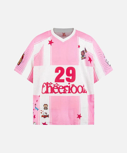 DAXUEN Relaxed-fit jersey-style T-shirt with cartoon graphics