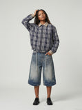 DAXUEN Loose-fit wide-leg denim culottes — model photo