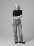 DAXUEN Wide-leg distressed denim pants — model photo