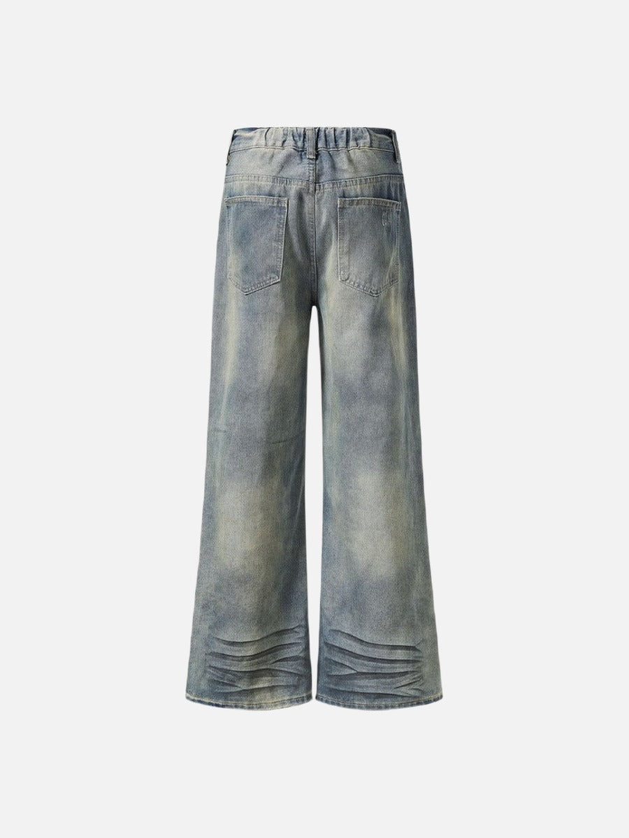 DAXUEN Wide-leg distressed denim pants