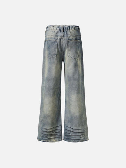 DAXUEN Wide-leg distressed denim pants