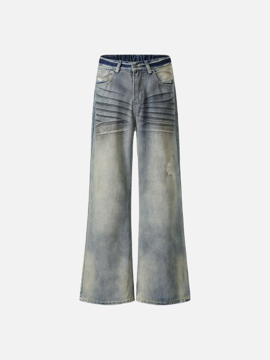 DAXUEN Wide-leg distressed denim pants