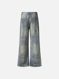 DAXUEN Distressed wide-leg jeans in washed light blue denim