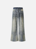 DAXUEN Distressed wide-leg jeans in washed light blue denim