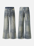 DAXUEN Distressed wide-leg jeans in washed light blue denim