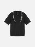 DAXUEN Vintage embroidered Henley collar short-sleeved top