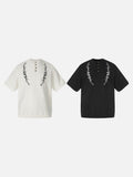 DAXUEN Vintage embroidered Henley collar short-sleeved top