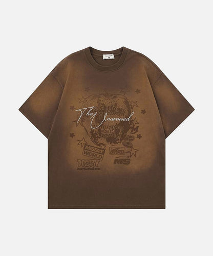 DAXUEN Oversized vintage crew neck t-shirt with graphic print