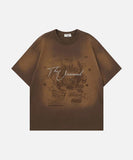 DAXUEN Oversized vintage crew neck t-shirt with graphic print