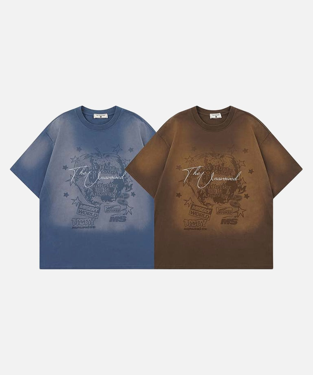 DAXUEN Oversized vintage crew neck t-shirt with graphic print