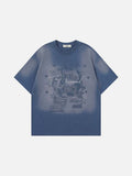 DAXUEN Oversized vintage crew neck t-shirt with graphic print