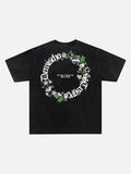 DAXUEN Oversized short-sleeved gothic floral print t-shirt