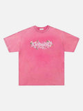 DAXUEN Oversized short-sleeved gothic floral print t-shirt