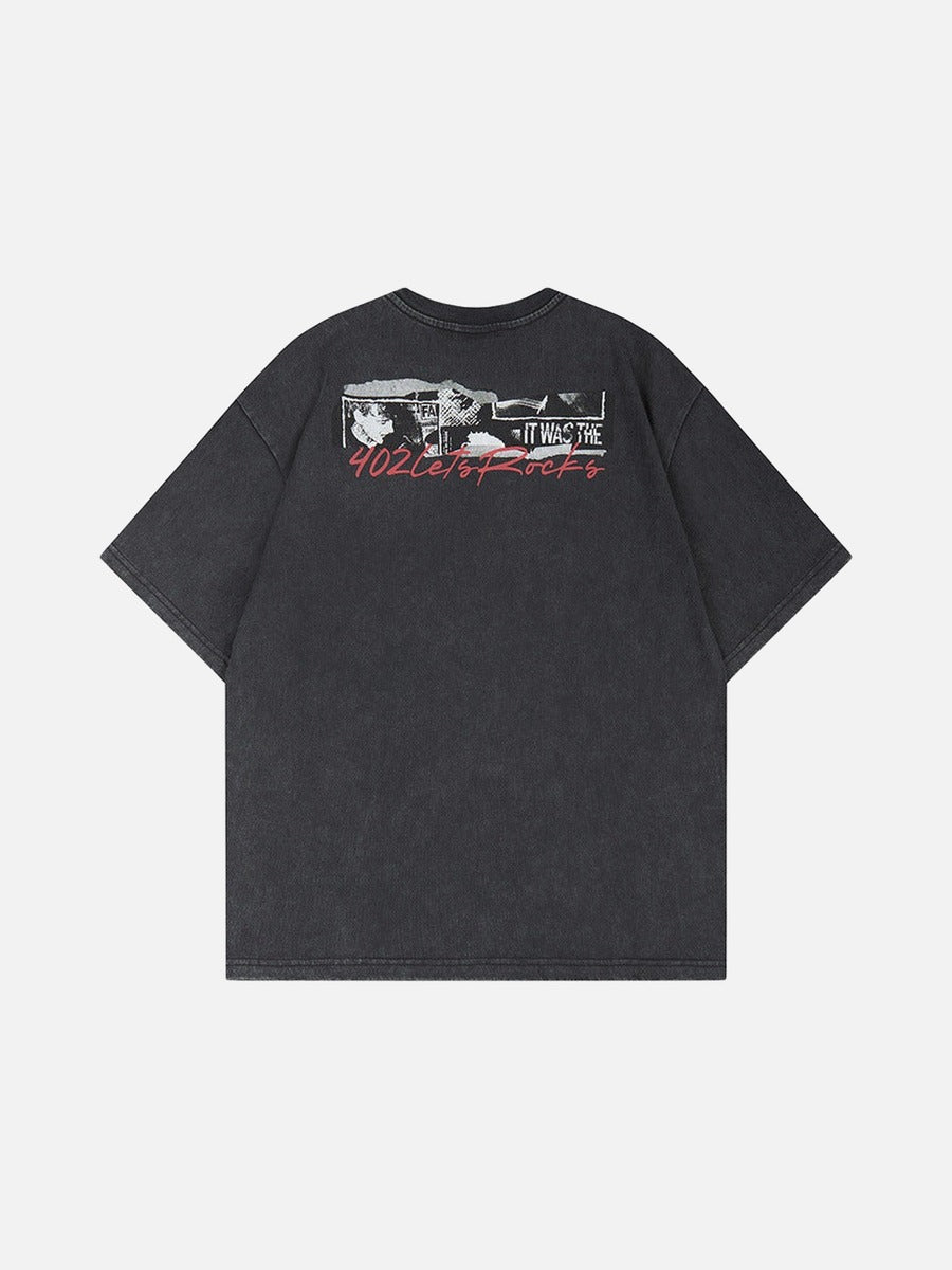 DAXUEN Vintage graphic crew neck t-shirt