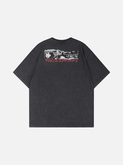 DAXUEN Vintage graphic crew neck t-shirt