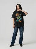 DAXUEN Vintage graphic print short-sleeved T-shirt — model photo