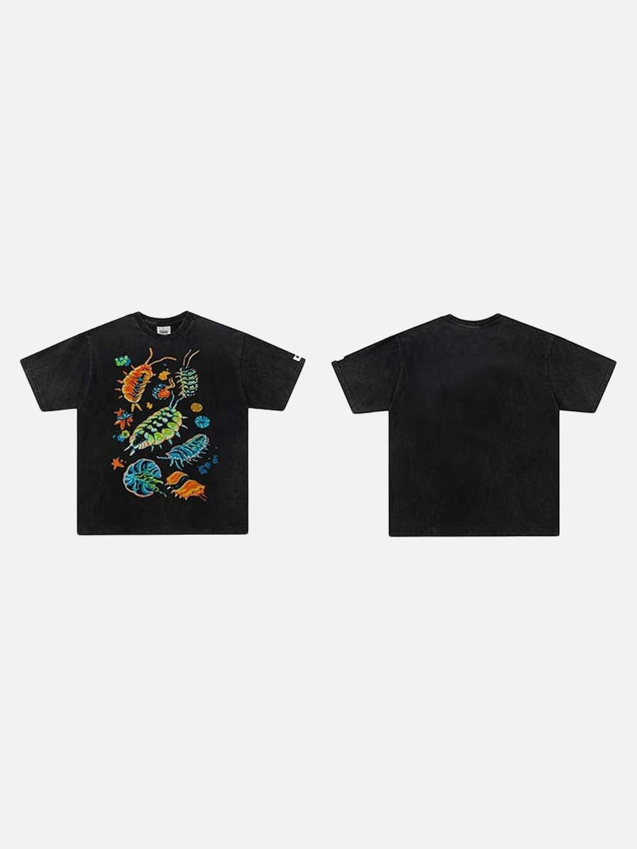 DAXUEN Vintage graphic print short-sleeved T-shirt