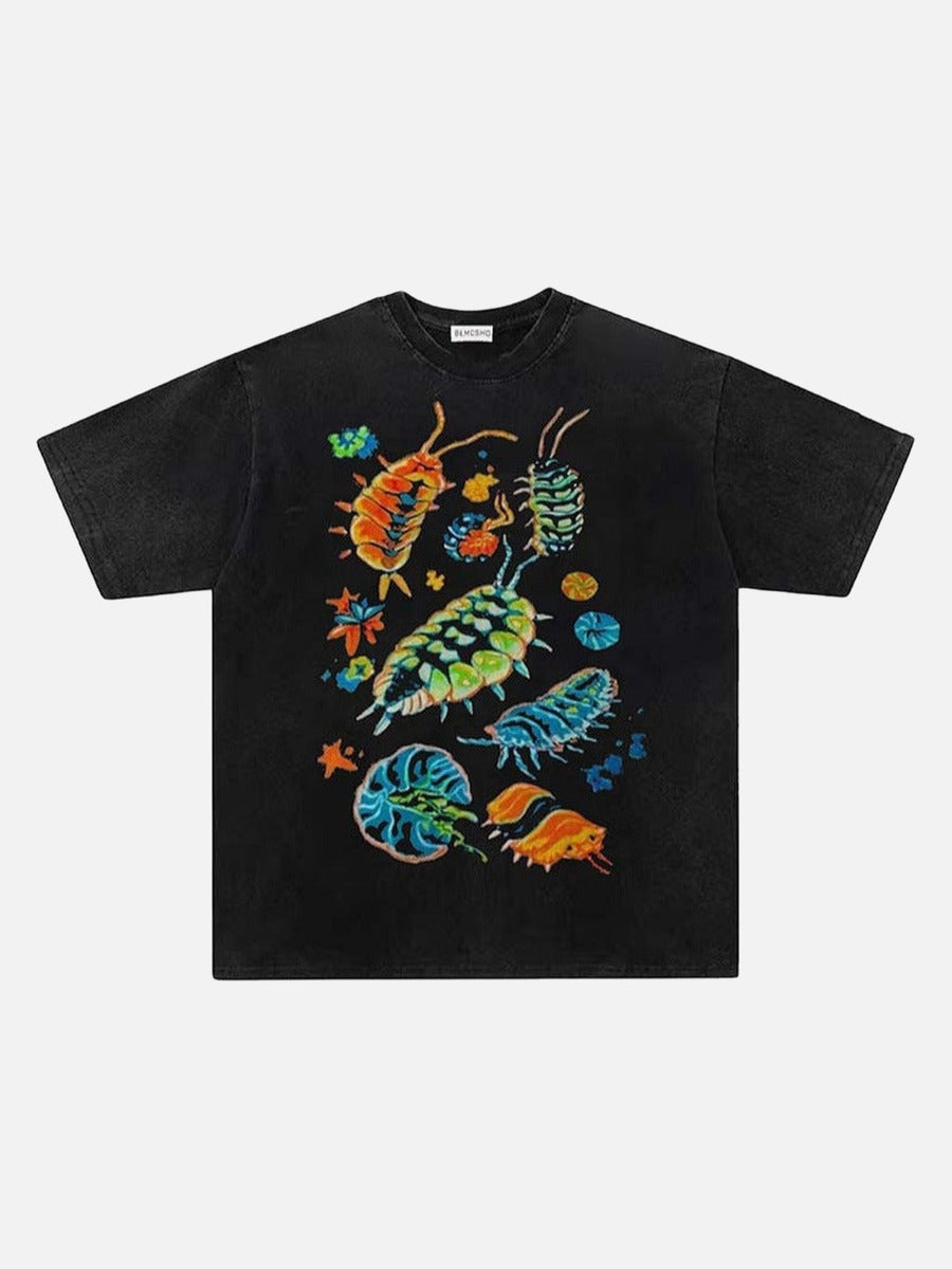 DAXUEN Vintage graphic print short-sleeved T-shirt