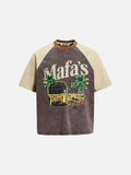 DAXUEN Men's relaxed-fit raglan short-sleeve vintage graphic T-shirt