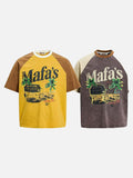 DAXUEN Men's relaxed-fit raglan short-sleeve vintage graphic T-shirt