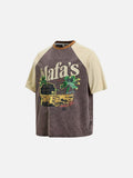 DAXUEN Men's relaxed-fit raglan short-sleeve vintage graphic T-shirt