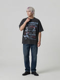 DAXUEN Vintage graphic t-shirt with Club Monologue print — model photo