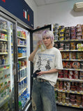 DAXUEN Vintage graphic t-shirt with Club Monologue print — model photo