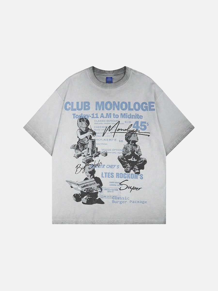 DAXUEN Vintage graphic t-shirt with Club Monologue print