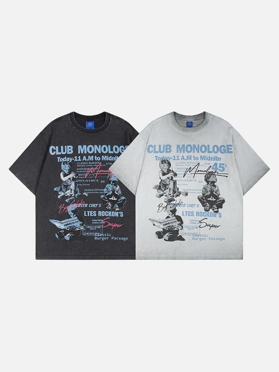 DAXUEN Vintage graphic t-shirt with Club Monologue print