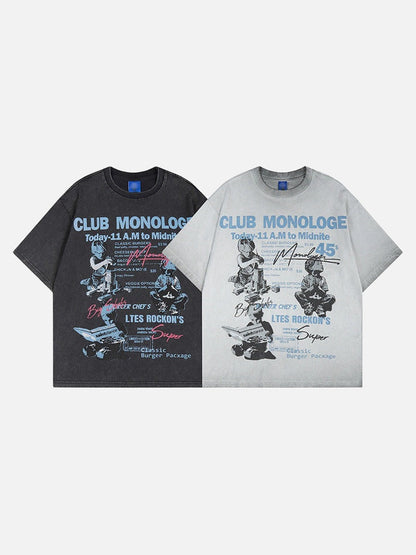 DAXUEN Vintage graphic t-shirt with Club Monologue print