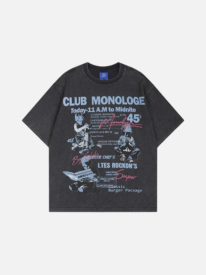 DAXUEN Vintage graphic t-shirt with Club Monologue print