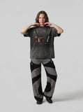 DAXUEN Vintage graphic t-shirt featuring musical instruments — model photo